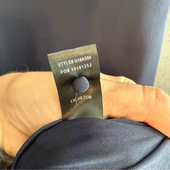 Lulus Alston Navy Blue Satin Midi Dress Size S - Picture 8 of 12